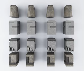 Modern car block stone car block combination 3d model