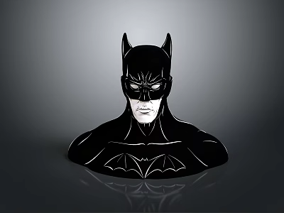 Batman Decorative Figurine Featuring Black Mask Upper Body And Chest Emblem For Home Decor 3d model