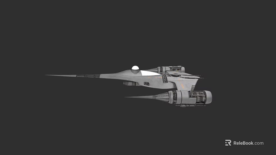 Futuristic Cosmic Spacecraft Design With Streamlined Body And Twin Thruster Engines 3d model 