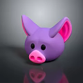 Purple Pig Shaped Toy With Pink Ears Nose And Black Eyes On Black Background