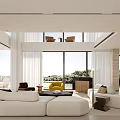Modern Duplex Living Room With Large Windows Spacious Layout And Cozy Sofas