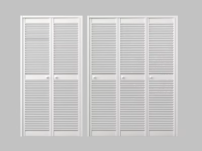 Louver folding door multi-connection sliding door sliding door grille door potted plant 3d model