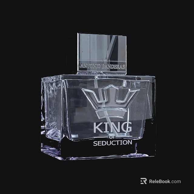 Transparent Square Glass Perfume Bottle King Seduction Luxury Cosmetics Fragrance 3d model 