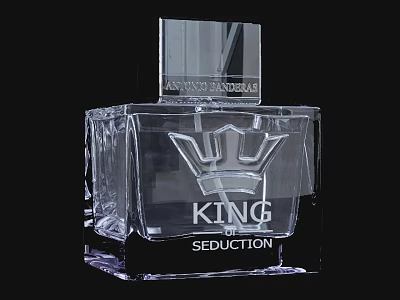 Transparent Square Glass Perfume Bottle King Seduction Luxury Cosmetics Fragrance 3d model