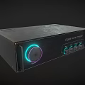 Black Digital Home Theater Audio Amplifier With Glowing LED Ring Knob And Control Buttons