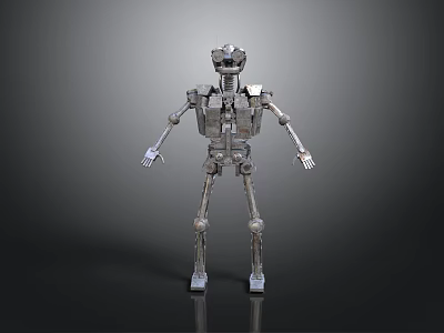 Silver Mechanical Metal Robot Design With Head Body Limbs And Joints 3d model