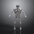 Silver Mechanical Metal Robot Design With Head Body Limbs And Joints