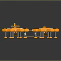3D Modular Hexagonal Platform Structure With Connected Units And Orange Gray Design