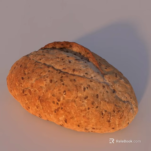 Freshly Baked Whole Grain Bread With Sesame Seeds And Golden Crust 3d model 