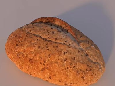 Freshly Baked Whole Grain Bread With Sesame Seeds And Golden Crust 3d model
