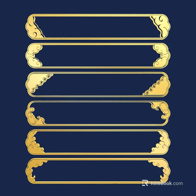 Elegant Golden Cloud Pattern Door Handle Design For Home Decoration 3d model 