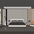 Modern Bedroom Interior Design With Bed Open Closet Woven Chair And Curtains