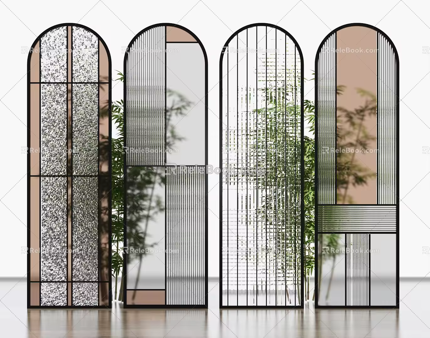Light Luxury Partition Glass Partition 3d model