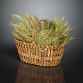 Natural Handwoven Wicker Basket Filled With Dry Grass For Daily Use