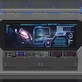 Futuristic Space Control Panel With Galaxy Display And Holographic Tech Interface