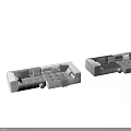 Modern Sectional Sofa With Plush Pillows Throw Blanket And Gray Beige Color Options