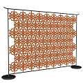 Orange Geometric Pattern Partition Screen Room Divider for Modern Home Interior Decor 3d model