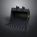 Black Construction Machinery Bucket with Serrated Edge and Connecting Brackets