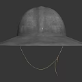 Classic Vintage Metal Helmet With Broad Brim Shiny Silver Surface And Chin Strap Design