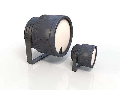 Black Round Lamps With Stands And White Light Panels For Lighting 3d model