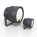 Black Round Lamps With Stands And White Light Panels For Lighting