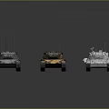 Three Military Tanks With Urban Desert And Snow Camouflage Designs