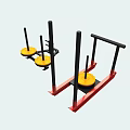 Red Black Frame Playground Equipment With Yellow Round Parts And Horizontal Bars