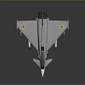 Sleek Modern Fighter Jet Silver Body Yellow Blue Tail Round Emblems On Wings With Missiles