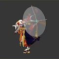 Woman Wearing Traditional Red And Gold Costume With Koi Fish Umbrella And Flowing Decorations