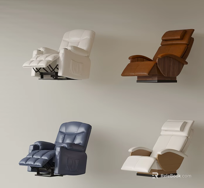 Modern Leather Massage Chairs White Brown Blue Ergonomic Design Various Styles For Home Use 3d model 