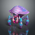 Game and Movie Character 3D Model With Vibrant Purple Blue Shell Top And Clawed Legs