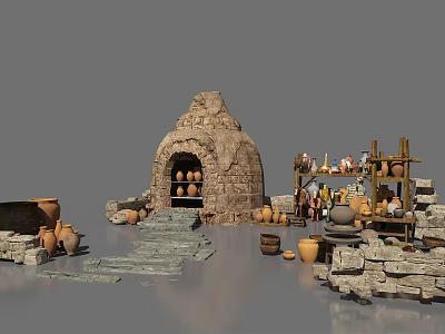 Modern pottery pot firing porcelain 3d model