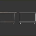 Two Metal Serving Carts With Wheels Two Tier Design And Wooden Smooth Tops