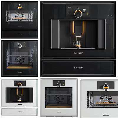 Gaggenau Modern Kitchen Appliances With Black Silver Built In Various Styles 3d model