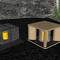 Square Outdoor Lights With Patterned Glass And Metal Glowing For Garden Patio