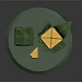 Traditional Green Leaf Wrapped Food Items With Yellow Rice And Grains