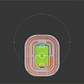 Cartoon Style Football Stadium Scene With Red White Stands Green Field And Goalposts