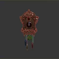 Elegant Brown Wooden Wall Clock With Intricate Carvings And Decorative Pendulums