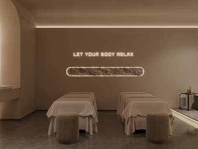 Minimalist SPA Sauna Room with Treatment Beds Soft Lighting and Body Relaxation 3d model