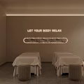 Minimalist SPA Sauna Room with Treatment Beds Soft Lighting and Body Relaxation