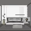 Modern Bedroom Interior Design With King Size Bed Pendant Lights Nightstand And Rug