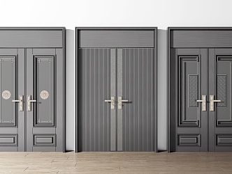 New Chinese style double door entry door combination 3d model