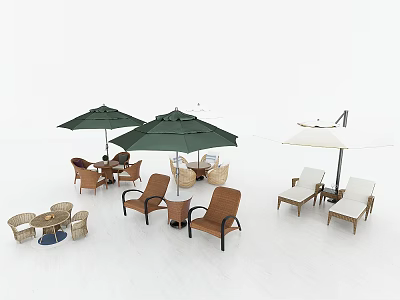 Modern Outdoor Table and Chair Leisure Parasol Outdoor Leisure Table and Chair Recliner Beach 3d model