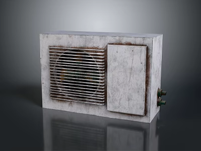 Vintage Computer Hardware Unit With Rusty Metal Case And Vent Grille 3d model