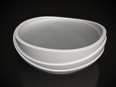 Modern White Oval Wash Basin With Sleek Surface And Layered Edges 3d model