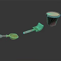 Colorful Children's Toy Set With Shovel Rake And Red Bucket