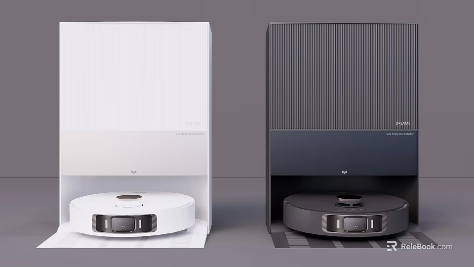White and Dark Xiaomi Robotic Vacuum Cleaners with Charging Docks Daily Home Appliances 3d model 