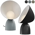 Two Modern Table Lamps in Gray and Black with Conical Shades and Illuminated Design