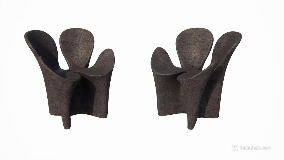 Modern Black Single Sofa With Unique Curved Design And Comfortable Fabric 3d model 