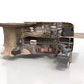 Underground Cave Storage Setup With Shelves Crates Pipes And Storage Tanks